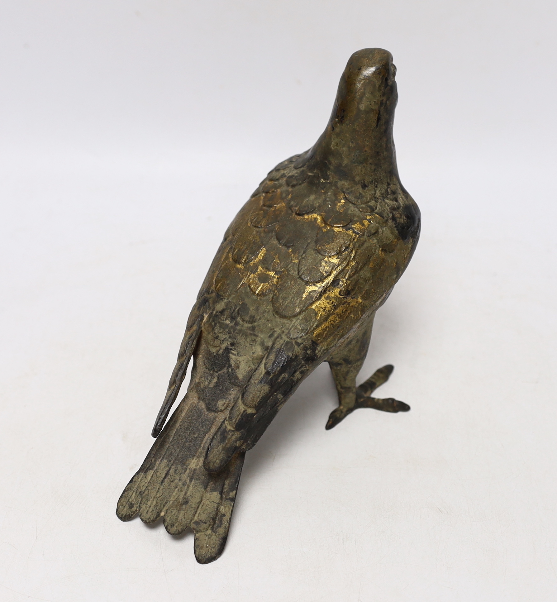 A gilt cast iron model of a pigeon, 16.5cm